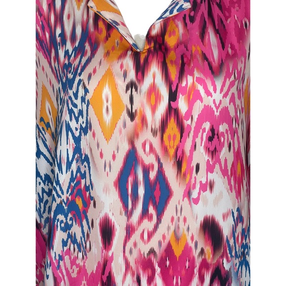 Chicos Multi Ikat Print Split Neck Short Sleeve Tunic SZ O - Picture 5 of 6